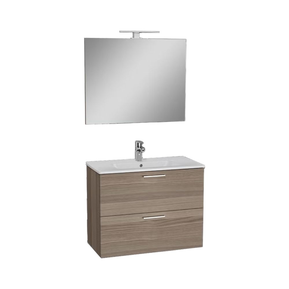 VitrA All-in-One : Bathroom Cabinet with Wash Basin & LED Mirror Set
59(W) x 39.5(D) cm - Natural Walnut