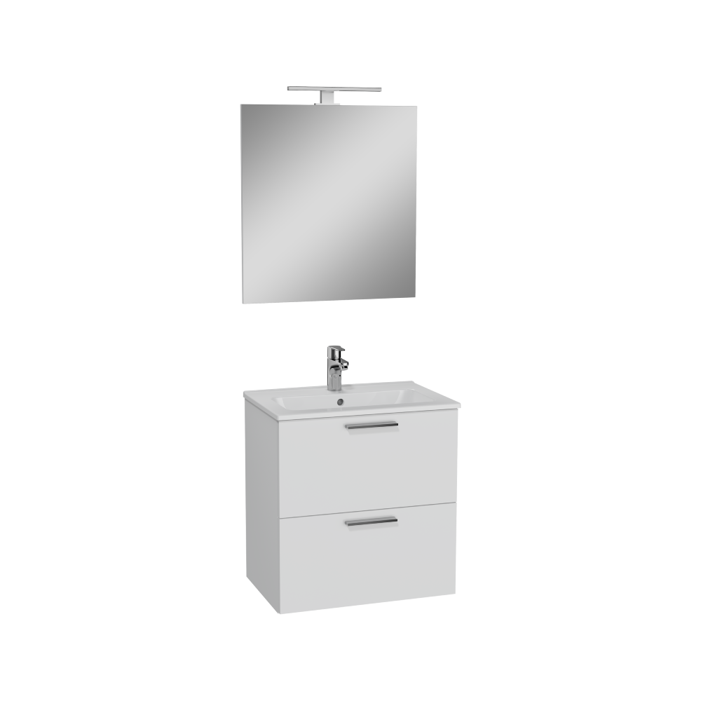 VitrA All-in-One : Bathroom Cabinet with Wash Basin & LED Mirror Set
59(W) x 39.5(D) cm - Natural Walnut