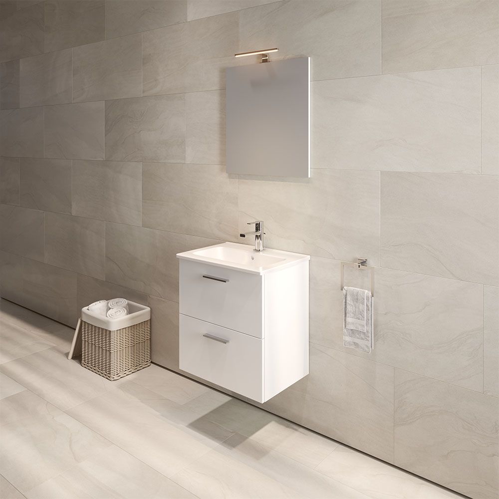 VitrA All-in-One : Bathroom Cabinet with Wash Basin & LED Mirror Set
59(W) x 39.5(D) cm - Natural Walnut