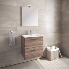 VitrA All-in-One : Bathroom Cabinet with Wash Basin & LED Mirror Set
59(W) x 39.5(D) cm - Natural Walnut